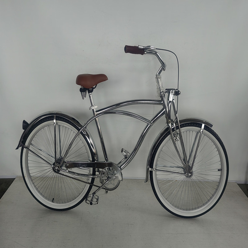 26 * 2.125 neumático estilo vintage adulto 26 pulgadas de velocidad única retro Chrome Beach Cruiser Bike Bicicleta