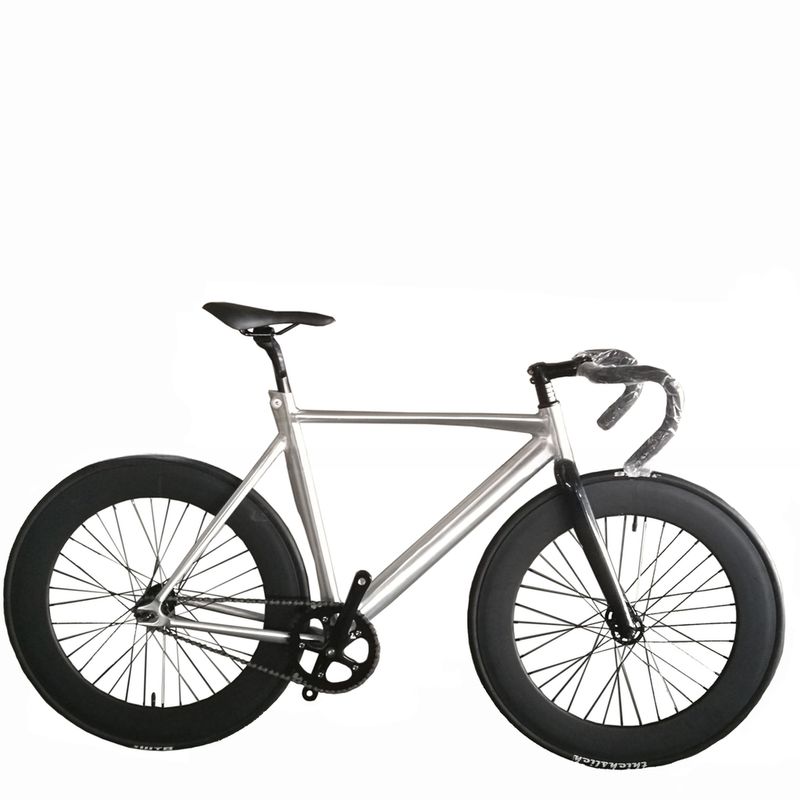 700C CE OEM 7005 de aleación de aluminio de engranaje fijo de velocidad única para adultos de 80 mm de aro de bicicletas de pista con tenedor de carbono