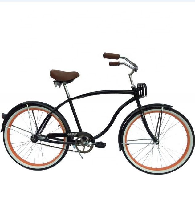 26 pulgadas de velocidad única para adultos bicicleta de playa crucero con bandeja de metal conveniente bandeja delantera