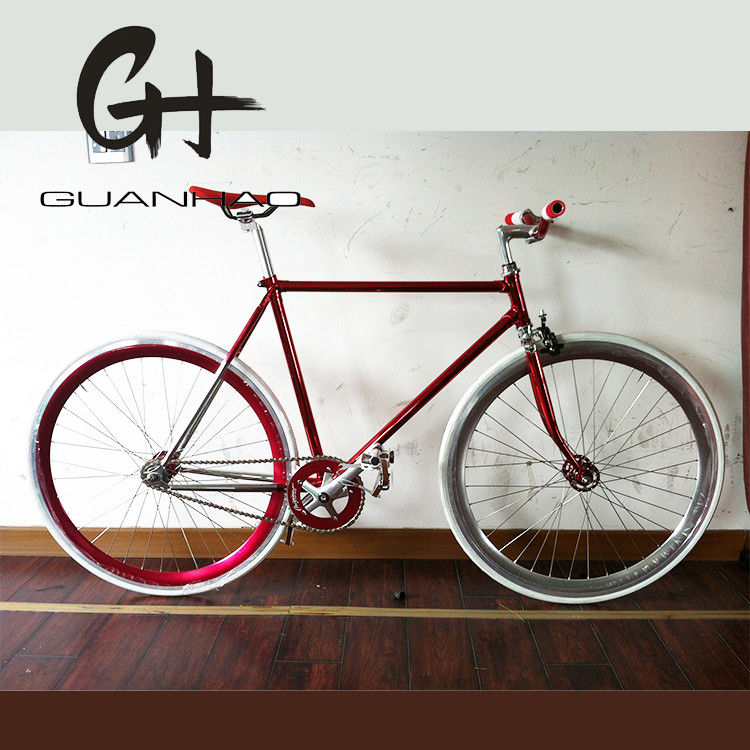 700C Cargado 4310 CR-MO Cuadro de acero tenedor Vintage de velocidad única de engranaje fijo Road Bar Bike