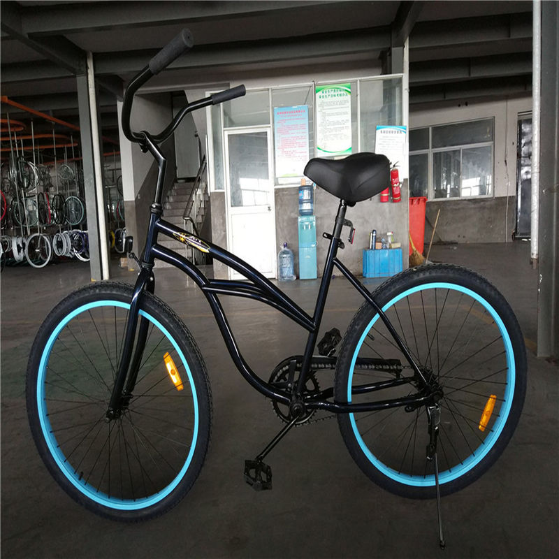 26 pulgadas de estiramiento personalizado de velocidad única freno de pie bicicleta crucero de playa con pedal ordinario