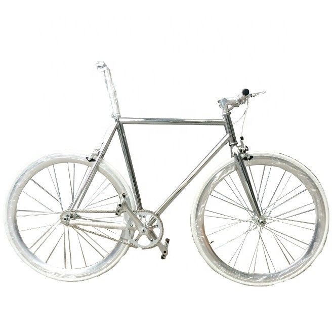 OEM 700C Sliver Paint Fijo Bicicleta de engranaje con CR-MO Borde de cromo anodizado Estándar JIS