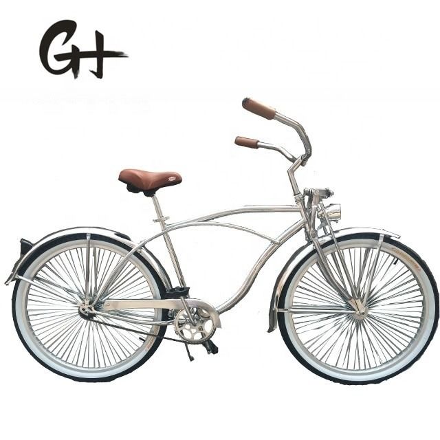 1 velocidad de aleación de tronco CP plata de color polaco tenedor 26 * 2.125 26 &quot;de hombres Beach Cruiser Bike
