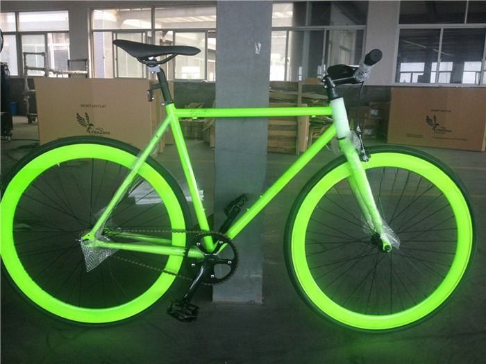Marco de acero 700C Bicicleta de engranaje fijo Brillo en la oscuridad Bicicleta de engranaje fijo Bicicleta de carretera