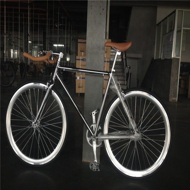 NO Bicicleta plegable 700C de color cromo de velocidad única para adultos de carreras