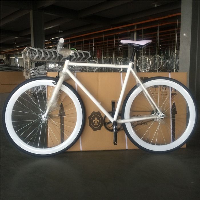 Material de horquilla acero personalizar velocidad única color blanco Bici Fixie Bike para adultos