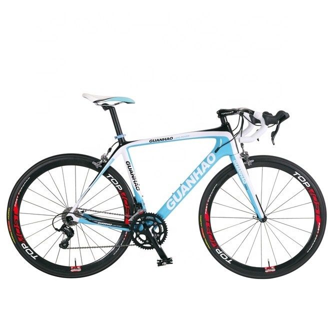 Construcción duradera 700C 18S Bicicleta de carreras de fibra de carbono completa con pedal ordinario
