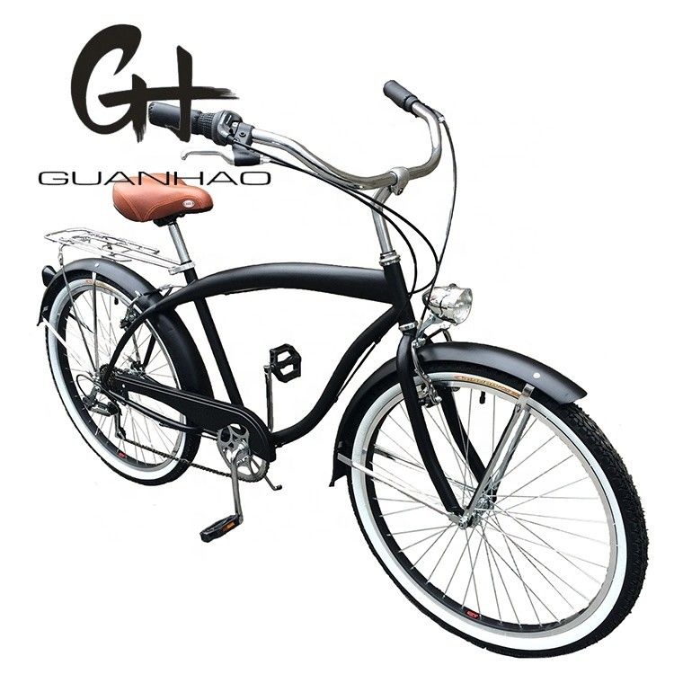 17 kg de peso ligero 26 pulgadas marco duro sin amortiguador trasero 7 velocidades hombres Beach Cruiser bicicletas