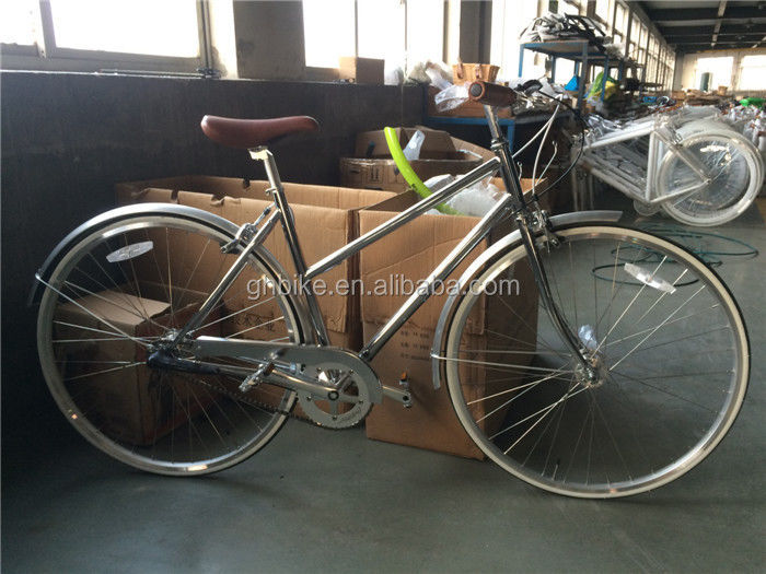 Lady Road Bike Inner 3 velocidad de Chrome Frame Bicicleta de ciudad con material de tenedor de acero 11KGS