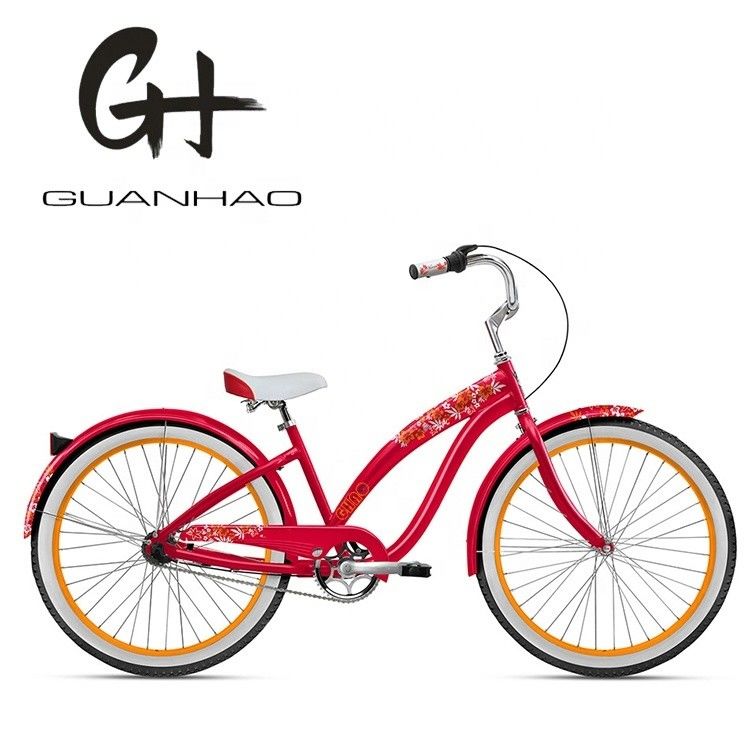 Mujeres hermosas Bicicleta de crucero de playa con pegatina de agua interna de 26 pulgadas 3 velocidades OEM / ODM