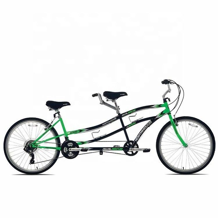Marco de acero CE 26 &quot;conductor doble 21 velocidades bicicleta tándem para dos personas OEM asiento doble