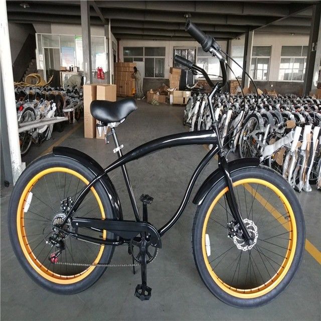 26 pulgadas 3.0 neumático de grasa neumático hombre bicicleta crucero de playa con Shimano 7 marchas y freno de disco