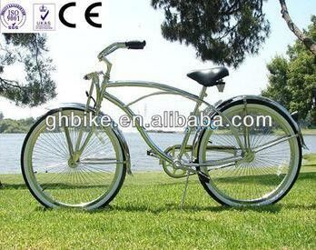26 pulgadas CP Chrome Frame Spring Fork Beach Cruiser Bicicleta con material de tenedor de acero