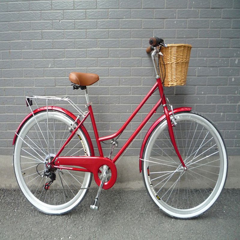 Bicicleta híbrida vintage de 7 velocidades para mujeres de 26 pulgadas Cuadro de aleación de aluminio y capacidad de carga 160 kg