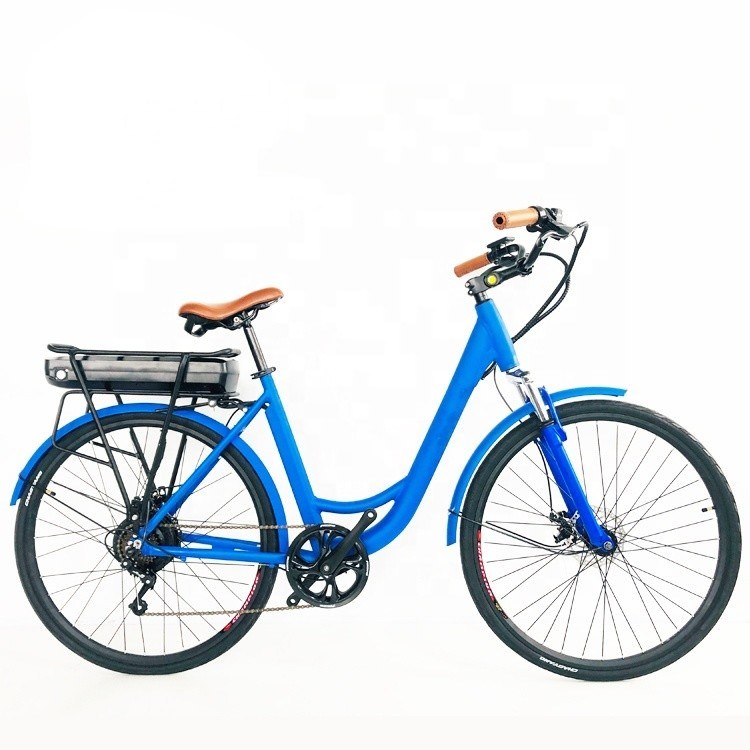 Bicicleta eléctrica de ciudad de 7 velocidades estándar de EE.UU. con batería de litio de 10.4AH y sensor inteligente