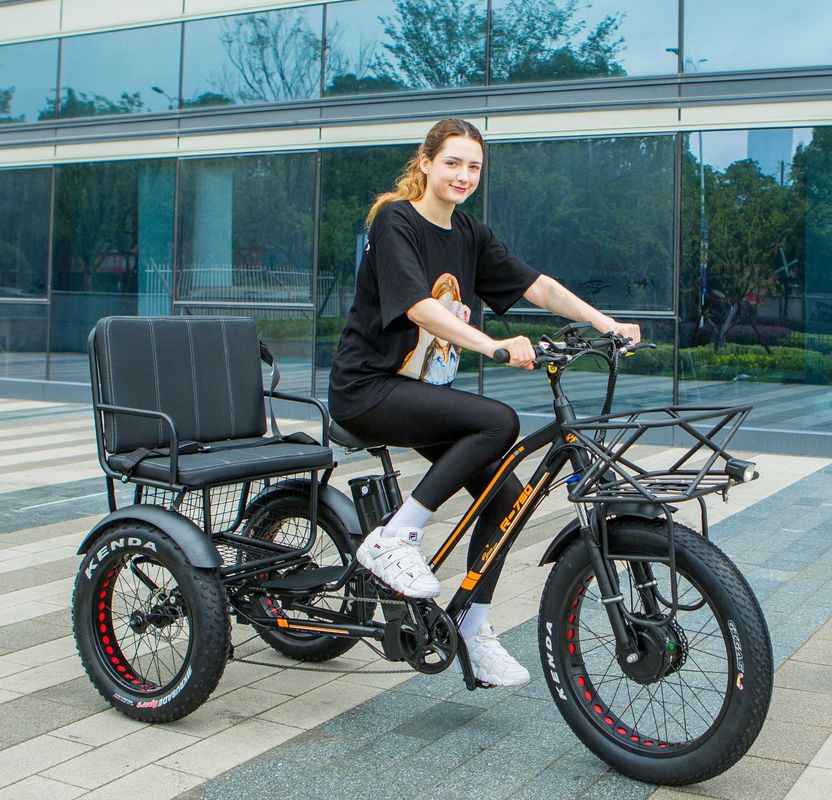Bajo tubo 48V 750W 17AH Batería de litio 45KM/H bafang Motor delantero triciclo eléctrico de pasajeros