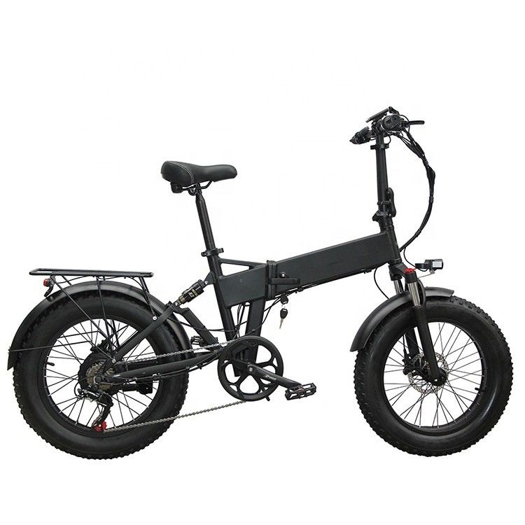 20 &quot;Suspensión completa Nieve 500W 14AH 4.0 neumático graso eléctrico Batería oculta bicicleta plegable