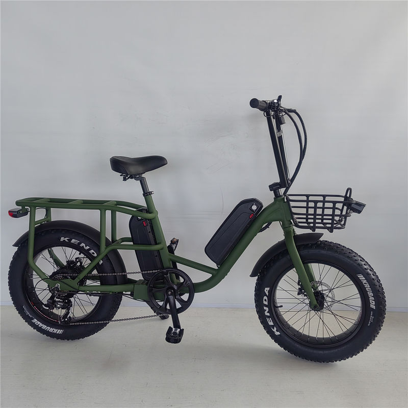 1000W 48V 34A Folding Frame Electric Cargo Bike con llantas de 20 pulgadas de grasa y portabagaños traseros