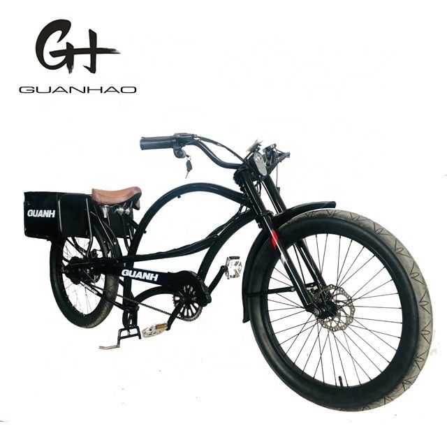 750W 48V 118AH 24&quot; 3.0 Pneumático de velocidad única 45KM/H Bicicleta de chopper eléctrica de doble batería