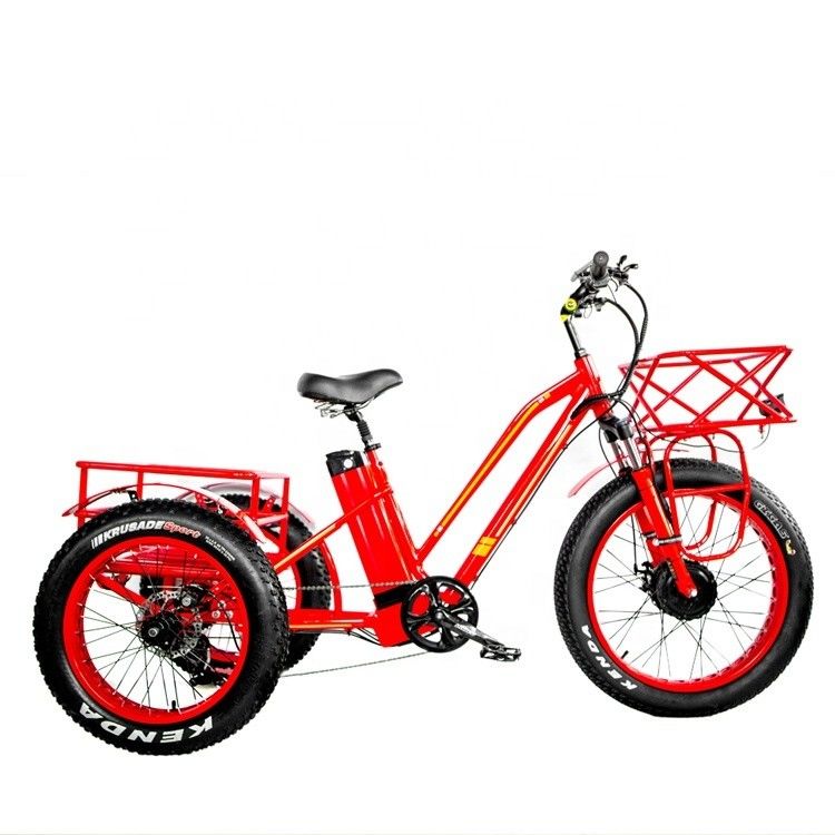 48V 750W Motor delantero 24 &quot;Triciclo eléctrico para adultos con batería de litio de 17AH y neumáticos de nieve gordos